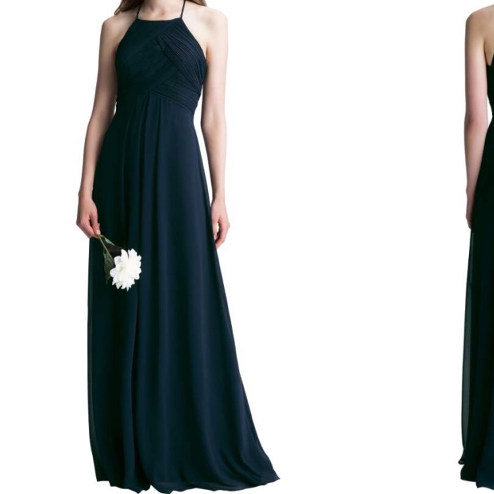 Bill Levkoff Halter Chiffon A Line Gown